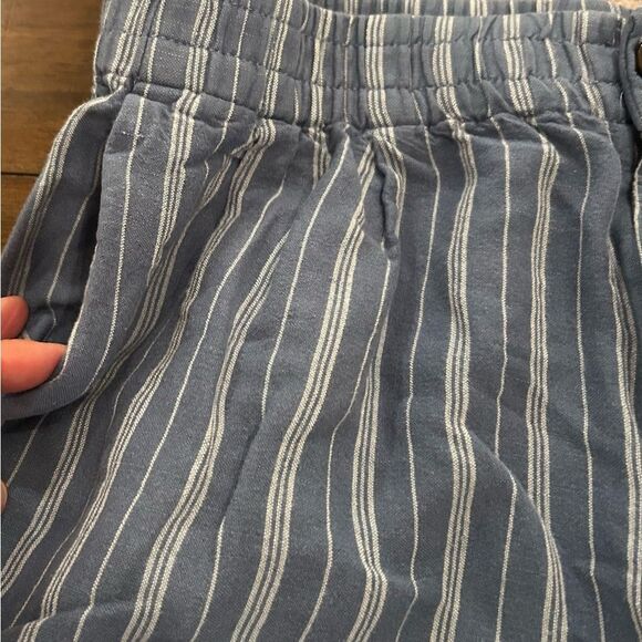 Madewell Blue Linen-Blend Track Trousers in Stripe Size Medium style MD211 - Picture 10 of 14